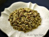 Risotto con fagioli verdi, salsiccia mazzafegato e Sagrantino di Montefalco