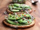 Avocado crostini or avocado bruschetta