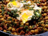 Garbanzos or chickpeas with chorizo and chimichurri