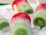 Mexican flag paletas or kiwi, lime, and strawberry popsicles