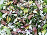 Steak salad with blue cheese, avocado and basil balsamic dressing