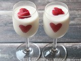 Valentine’s coconut panna cotta with berry hearts