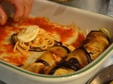 Aubergines farcies aux spaghetti