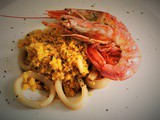 Cous cous con anelli di totano e gamberoni