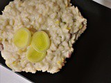 Risotto con porro e pancetta mantecato al mascarpone