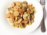 Champignon con wurstel e porro