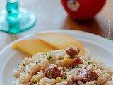 Risotto con salsiccia e mela pinova Val venosta,cottura veloce in pentola a pressione