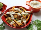 Baked batata harra fries with eggplant dip recipe