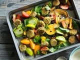 Baked falafel with tomato herb salad & tahini sauce recipe