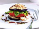 Barbecued haloumi and eggplant stack recipe