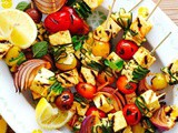 Bbq haloumi and vegetable kebabs recipe