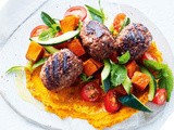 Beef kibbeh with roasted pumpkin hummus recipe