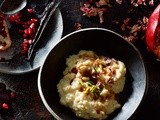 Cinnamon and rosewater rice pudding with pomegranate syrup recipe