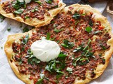 Crispy turkish lamb pizzas recipe