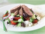 Cumin lamb with tomato, cucumber and goats feta recipe