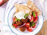 Falafels with tomato salad and tzatziki