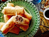 Filo pastries filled with spiced mince and pine nuts (znoud el-sit) recipe
