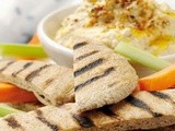 Griddled wholemeal pitta with homemade hummus recipe