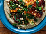 Haloumi with baba ganoush and pomegranate dressing recipe