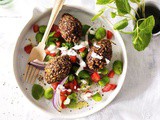 Lamb kibbeh with mint and broad bean salad