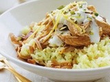 Lemony garlic chicken with rice and yoghurt sauce recipe