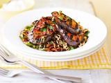 Middle Eastern rice and lentils with harissa aubergine recipe
