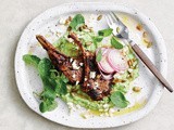 Moroccan lamb with pea hummus