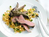 Persian lamb fillets with green pea and saffron rice recipe