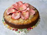 Semolina Coconut Cake with Sugared Rose Petals Recipe