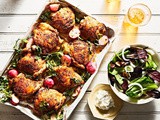 Shawarma-Spiced Chicken Thighs with Roasted Radishes