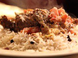 Slow cooked lamb with fetta and tomatoes, pilaf and fatoush salad recipe