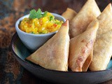 Smoked chicken samosa with mango chutney recipe