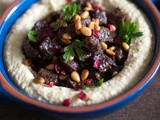 Spiced beef with hummus and pine nuts recipe