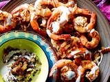 Spiced prawns with taratour and caramelised onion recipe