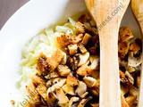 Salade tiède de chou pointu aux champignons et croûtons / Lukewarm Pointed Cabbage Salad with Mushroom and Crouton