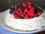 Pavlova with Raspberries and Blueberries