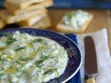 Dill tzatzkiki + homemade melba toast = healthy summer snack