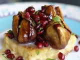 His and hers breakfast .  french toast with figs + pomegranate + white chocolate ganache