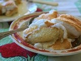 My aunt bettie’s bread pudding with a soft meringue blanket