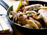 Pork sausages + lemony thyme mushrooms plus how to cook the perfect pork sausage