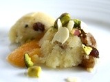 Semolina halwa with peach puree = easy indian dessert