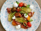 Warm #blt salad with mozzarella + basil + red wine vinegar