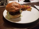 Mozz Stuffed burger with pesto sauce