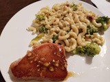 Pork chop with pesto macaroni salad