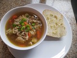 Spicy chicken sausage orzo soup