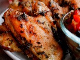 Mediterranean Style Chicken Wings with Grilled Onion & Pepper Chutney