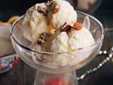 No Churn Eggnog Ice Cream with a Sweet Whiskey Sauce