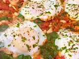 Easy Skillet Eggs with Tomatoes, White Beans and Fresh Spinach
