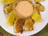 Fried Pickle Spears with Red Hot Sauce