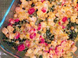 Layered Spaghetti Squash Casserole with Chicken, Chickpeas & Kale